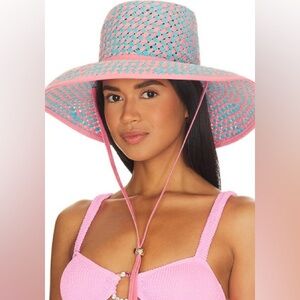 The Melon Breeze Brielle Straw Checkered Hat